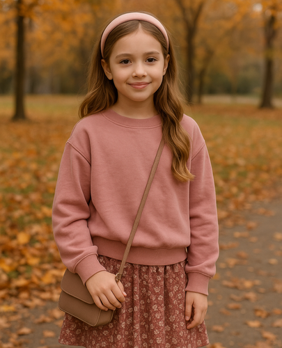 دورس دخترانه ابرنگی رز وارداتی _راحت و شیک برای روزهای پاییز و زمستان