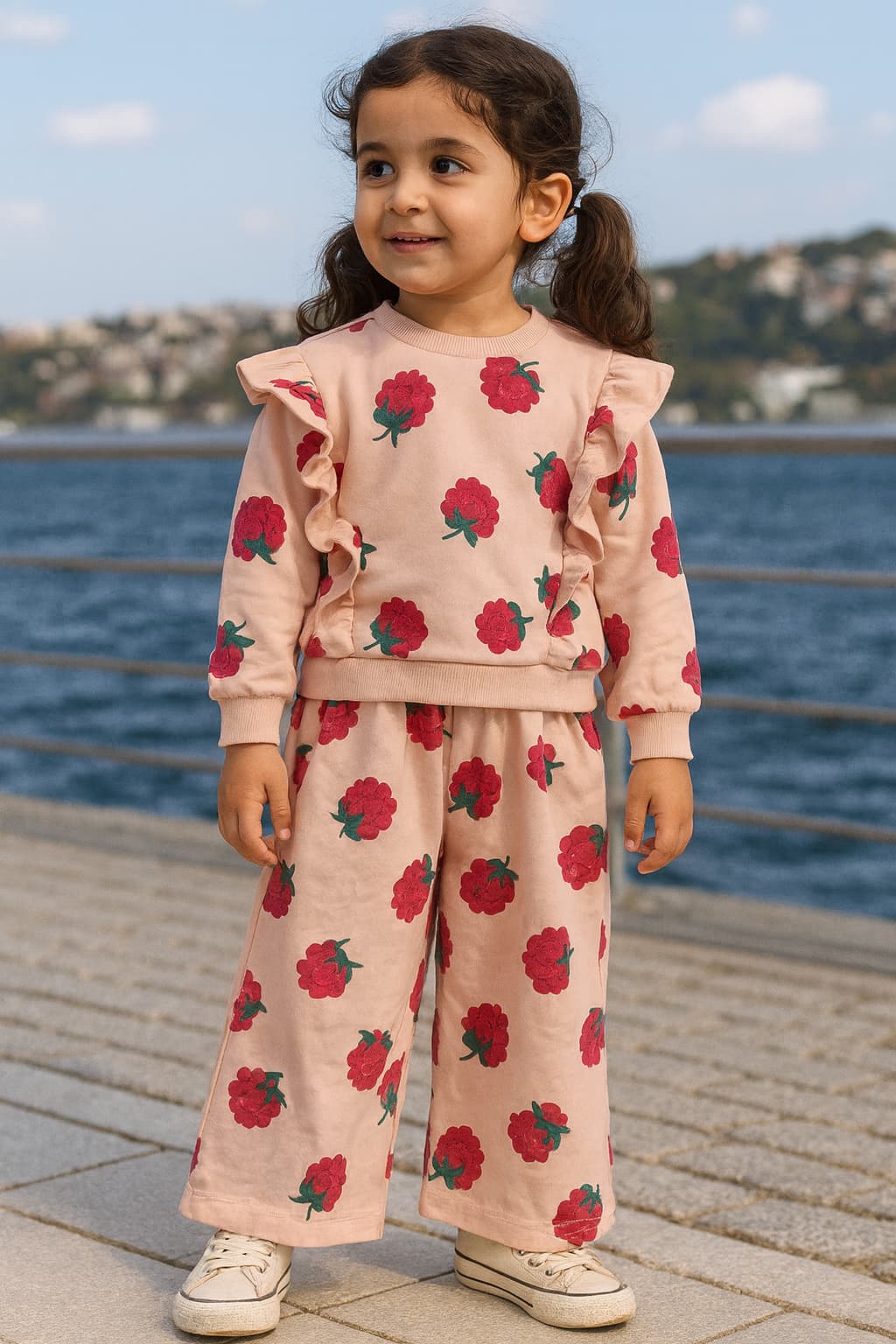 ست دورس دخترانه گل توتی با شلوار بگ